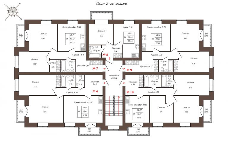 План 2-го этажа квартиры с 6 по 10